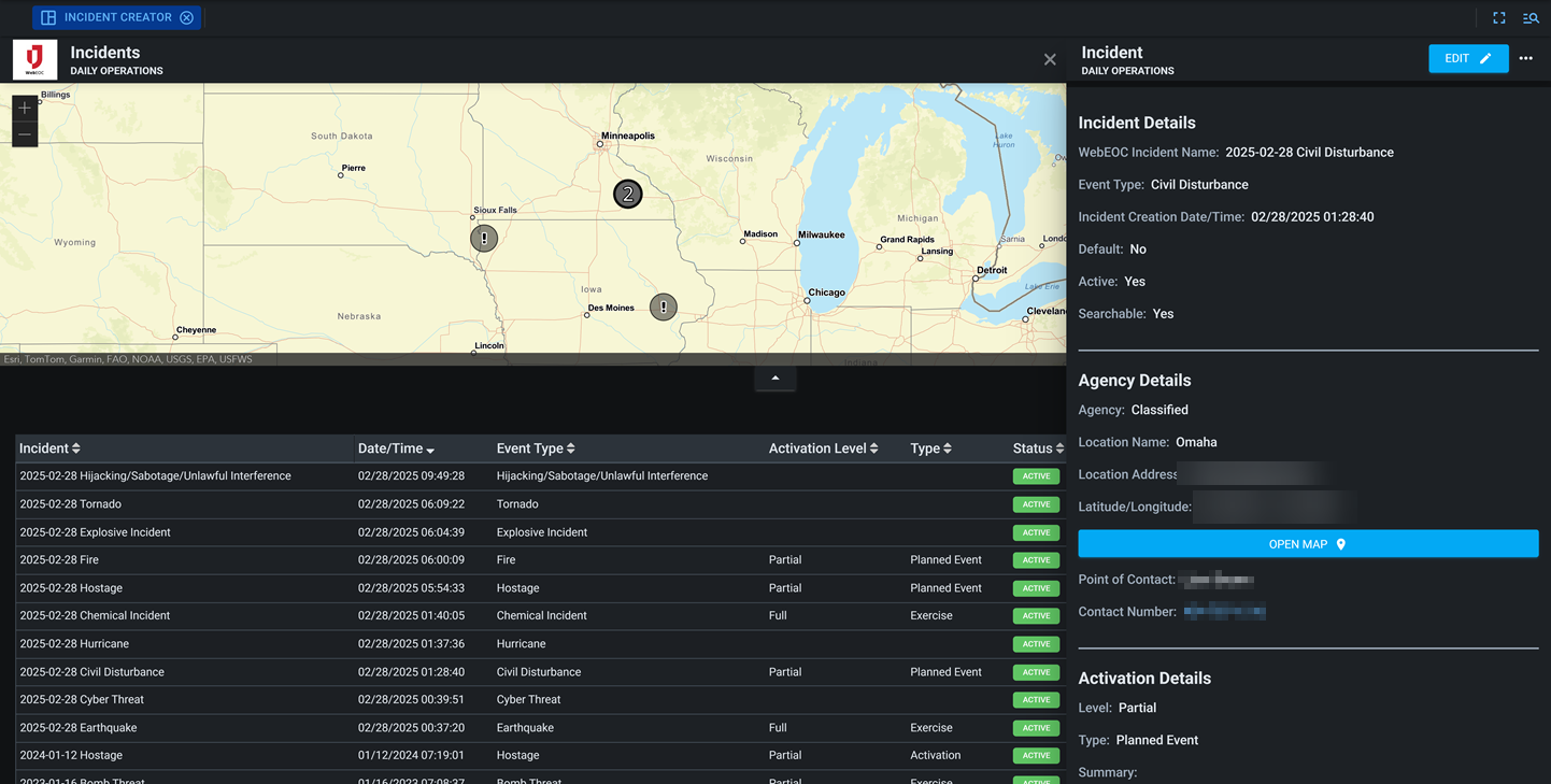 Incident creator map dark mode